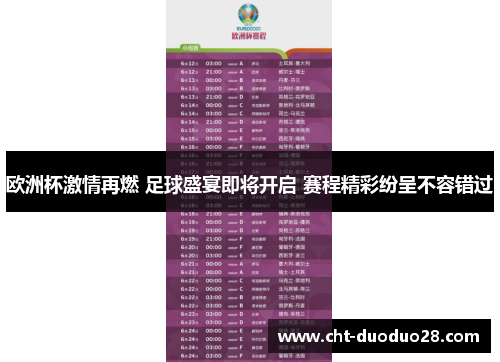 欧洲杯激情再燃 足球盛宴即将开启 赛程精彩纷呈不容错过